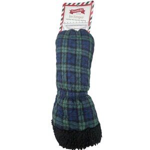 presentville ice scraper plaid ice scraper glove blue green foe fur READ NEW